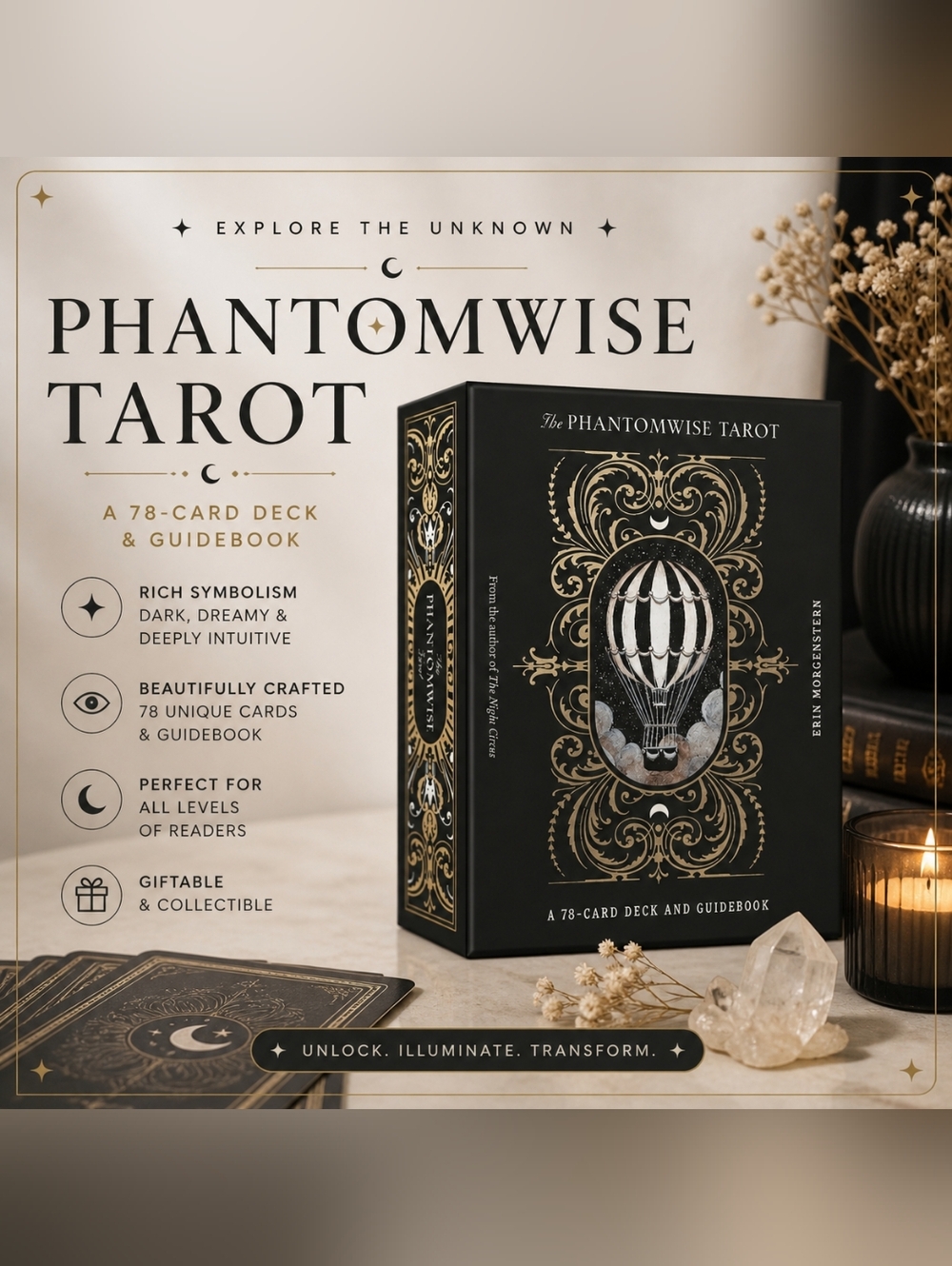 Phantomwise Tarot Deck 78 Card Set w/ Guidebook Mystical Gothic Art
